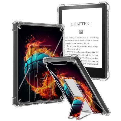 Case Compatible for 6" All New Kindle 10th Generation 2019 Release, Slim Soft Transparent TPU Cover Case with Built-in Kickstand for Kindle 10th Gen 2019 e-Reader, Flame Basketball
