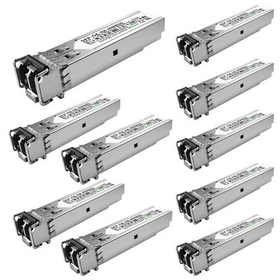 10Pack 1.25G SFP Module 1000Base-SX Multimode LC Transceiver, 850nm MMF, 550m Range - Compatible with Cisco SFP-GE-S, Meraki MA-SFP-1GB-SX, Ubiquiti UF-MM-1G, Mikrotik, TP-Link, Netgear,Aruba and more