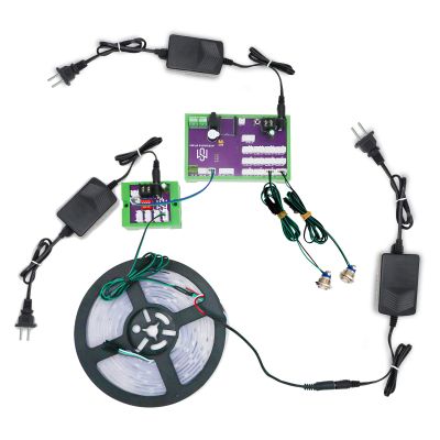 FIONEL Mysterious Studio Escape Room Button Trigger Belt Prop Vibration Sensor to Light up The RGB led Strip to Unlock Button Version (1 Button with 5m RGB)