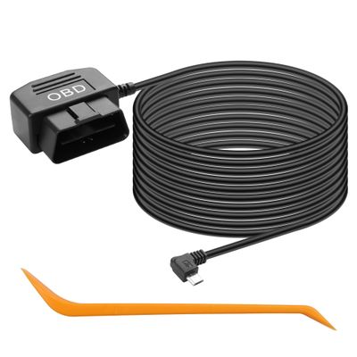 CERRXIAN OBD Power Cable for Dash Camera, OBD to Micro USB OBD Adapter Hardwire Charger Cable 24 Hours Surveillance/Acc Mode with Low Voltage Protection 12-36V to 5V 3A (11.5FT), black