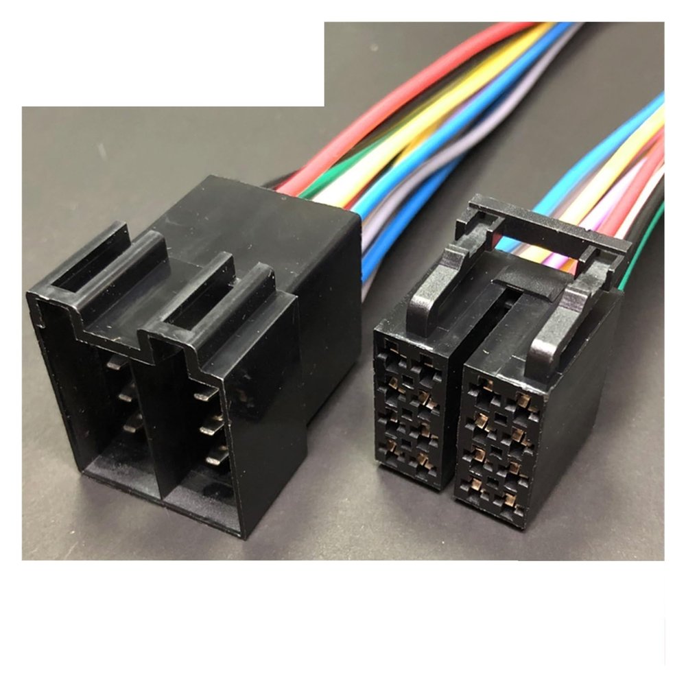 Buxns Dj7082-3.5 Car CD 8p Female to Male Harness Connector 8/16 Pin Car Radio 962191-1 Wire Length 15cm(16p Strip line,5sets)