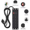 JUNNUJ Heavy Duty 20 Amp Surge Protector 4800J, Garage Metal 8 Outlets 12 Gauge, High Amp 5-15P Adapter Shop 6-20R T-Slot Industrial Outlet, 10 FT Extension Cord Commercial for Appliance view 2