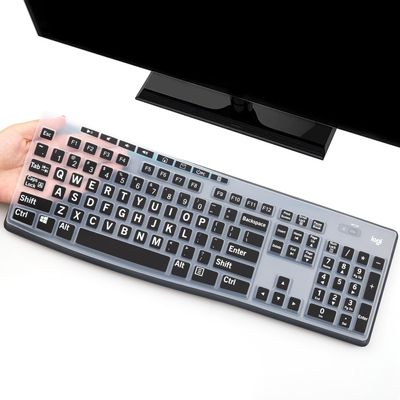 Keyboard Cover Skin Protector with Large Letters Fit Logitech MK295 MK275 MK270 Keyboard, Logitech K200 K260 K270 K275 K295 MK200 MK260 Ultra Thin Desktop PC Silicone Keyboard Cover
