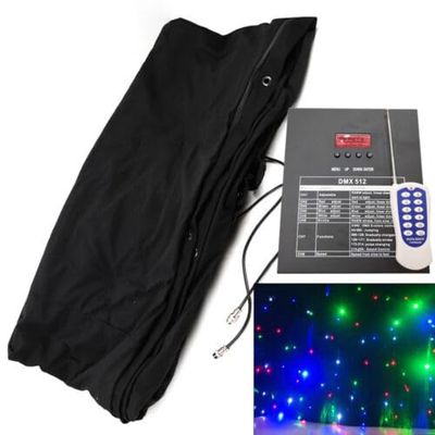 10X6.5FT /3X2M Stage Star LED Backdrop Colorful LED Background RGBW LED Star Cloth DMX Control Star Curtain with Remote Control for Wedding Party Curtain Retardant DJ Pub
