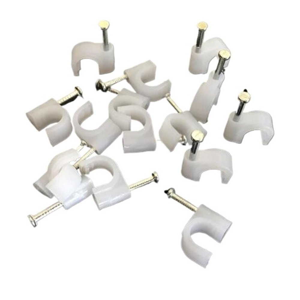 CHATROOM 50pcs 20mm Round Steel Nail Cable Wire Wall Hanging Screw Clips Cable Clips