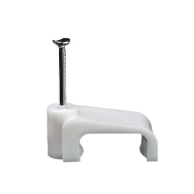 100pcs 4/6/8/9/10/12/14/16MM Plastic Cable Clip Wire Cord Fastener Telephone Line Tie Fixer Organizer Wall Clamp (White) (Size : Flat 10mm 100PCS)
