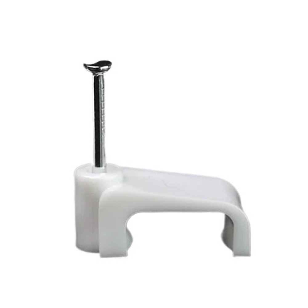 100pcs 4/6/8/9/10/12/14/16MM Plastic Cable Clip Wire Cord Fastener Telephone Line Tie Fixer Organizer Wall Clamp (White) (Size : Flat 10mm 100PCS)