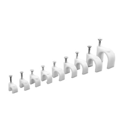 100PCS Circle Nail Clip Wire Management Clamp White Fixing Round Steel Nail Wall Hanging Cable Clips 4/5/6/7/8/9/10/12mm (Size : 10mm 100PCS)