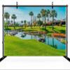 chnywork 7x5ft Golf Courses Backdrop California Palm Springs City Vacation Resort Green Meadow Ponds Mountain Blue Sky Background Golf Theme Wedding Birthday Party Decor Photo Props Wallpaper view 3