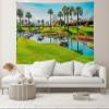 chnywork 7x5ft Golf Courses Backdrop California Palm Springs City Vacation Resort Green Meadow Ponds Mountain Blue Sky Background Golf Theme Wedding Birthday Party Decor Photo Props Wallpaper view 4