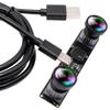 IFWATER 60fps USB Camera 4MP Synchronization Webcam Module with 120Degree No Distortion Dual Lens 3840X1080P 3D Stereo Webcam for PC Computer Cam for Face Recognition VR Biometric Detection view 1