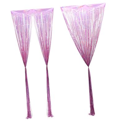 BRIGHTFUFU 2pcs Iridescent Tinsel Curtains for Party Backdrop Glitter Fringe Door Decorations Shimmering Streamers for Birthday Wedding Christmas and Event Decor