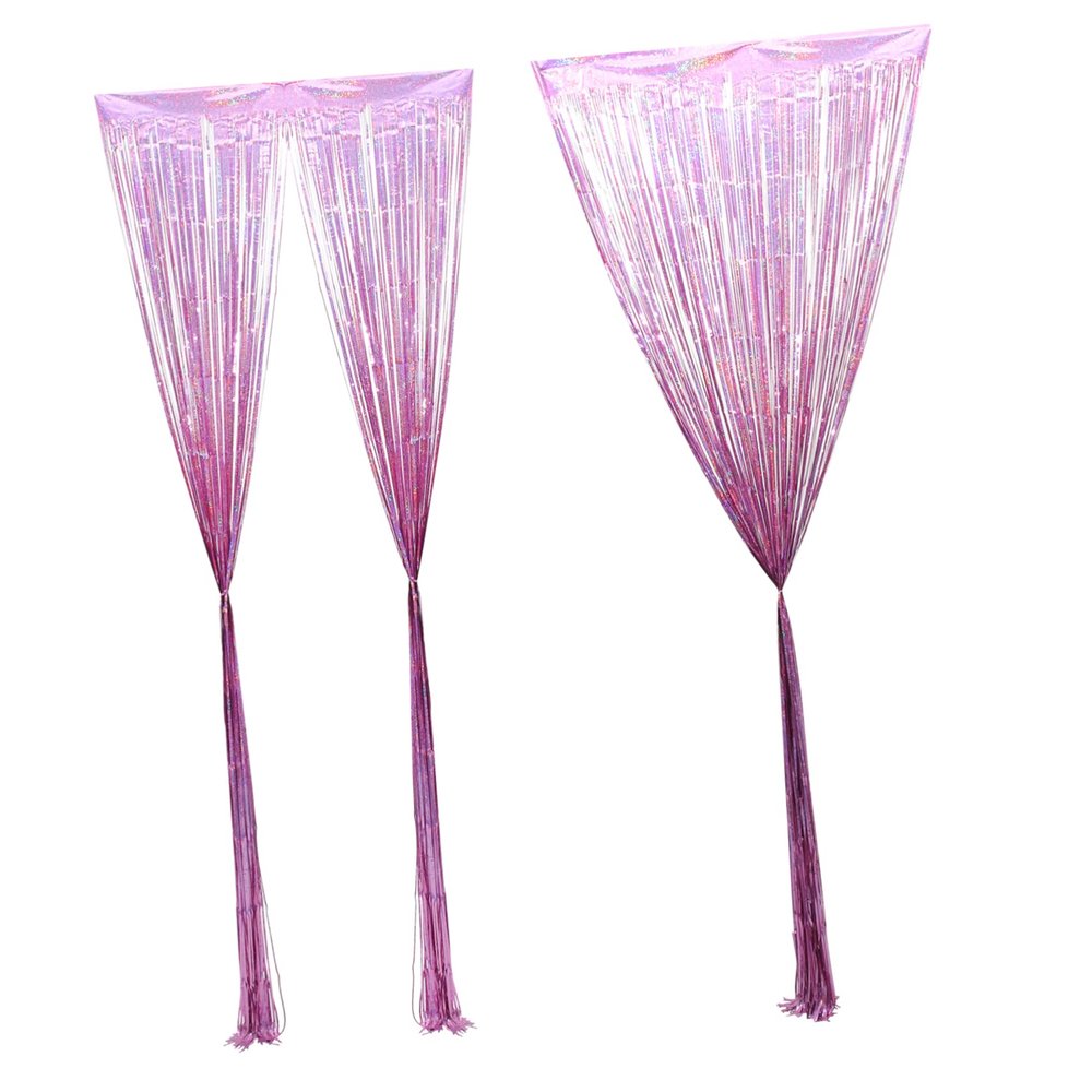 BRIGHTFUFU 2pcs Iridescent Tinsel Curtains for Party Backdrop Glitter Fringe Door Decorations Shimmering Streamers for Birthday Wedding Christmas and Event Decor