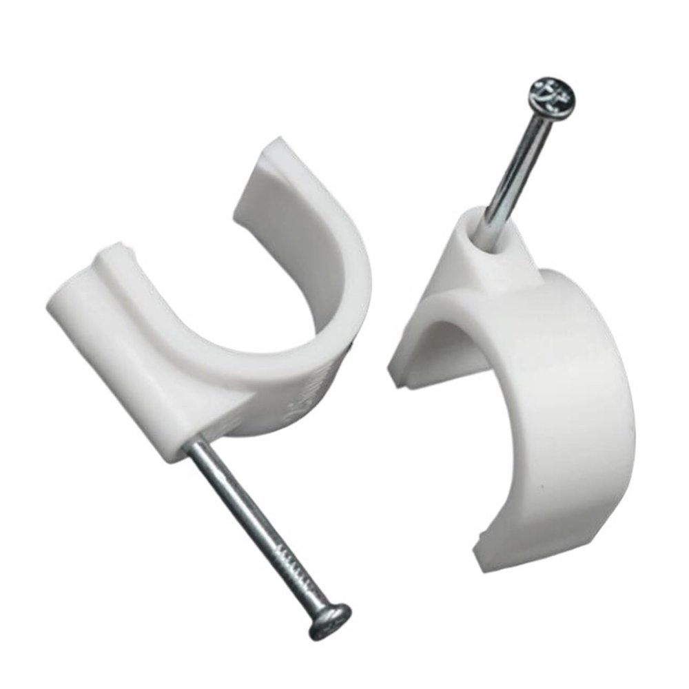 20PCS 14/16/18/20/22/25MM Circle Path Circle Cable Clips Cable Nail Wire Clips Cable Clips Round White (Color : 20pcs, Size : 20mm)