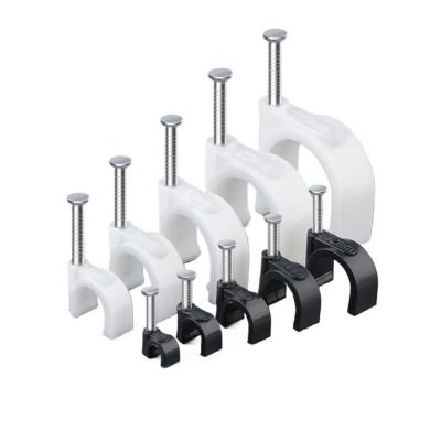 100Pc Round Plastic Cable Clips Holder Management Electrical Wire Clasp Cord Tie Wall with Nail 16/18/20/22/25MM Circle Clamp (Color : 100PCS, Size : 20mm White)