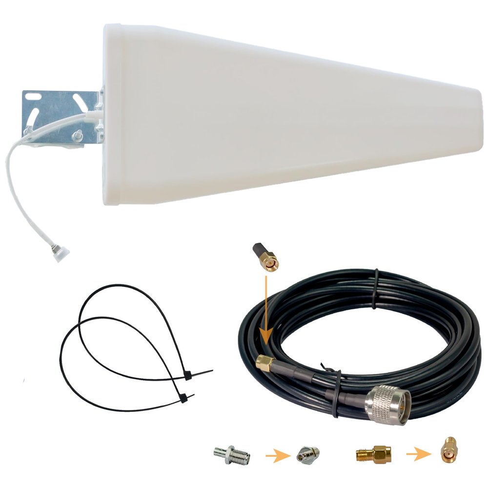 Directional LTE WiFi Antenna for Verizon AT&T and All 5G 4G Cell Phone Bands, 12dBi, Outdoor Covering, 16ft Cable, SMA/RP-SMA/TS9 Compatible