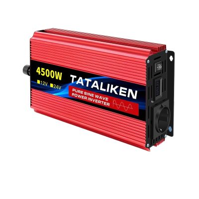 PDOLIGBDN Power Tool Inverter DC12V AC220V 3500W 4500W Transferner Converter Charging Adapter EU Socket with LED Pure Sine Inverter (Color : 24V4500W 50HZ EU)