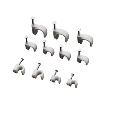 CHATROOM 100pcs Cable Fixed 25mm Flat Or Round Or Circle Path Cable Clips with Nail, Wire U Circle Cable Clamp with Nail