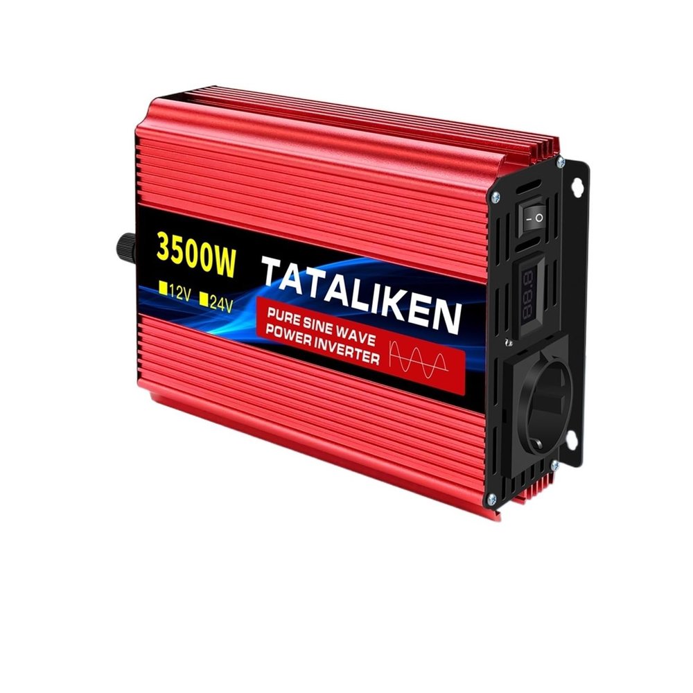 PDOLIGBDN Power Tool Inverter DC12V AC220V 3500W 4500W Transferner Converter Charging Adapter EU Socket with LED Pure Sine Inverter (Color : 24V3500W 50HZ EU)