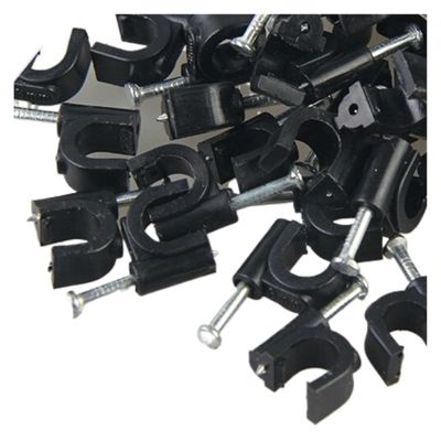 100pcs 5mm Round Steel Nail Cable Wire Wall Hanging Screw Clips Cable Clip for White (Color : Black, Size : 100pcs 5mm)