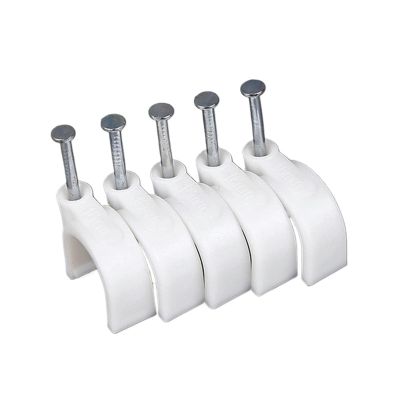 100pcs 5mm Round Steel Nail Cable Wire Wall Hanging Screw Clips Cable Clip for White (Color : White, Size : 100pcs 5mm)