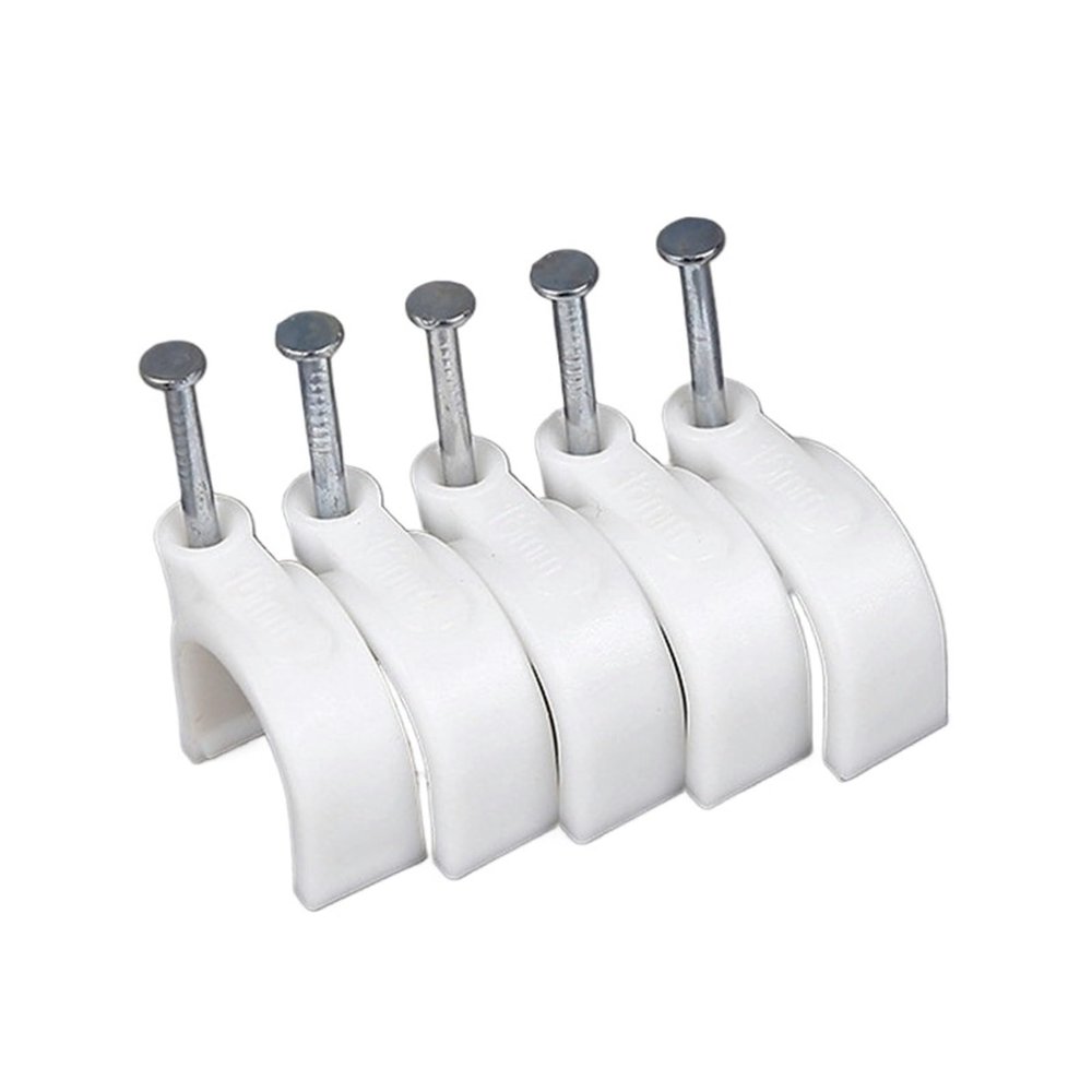 100pcs 5mm Round Steel Nail Cable Wire Wall Hanging Screw Clips Cable Clip for White (Color : White, Size : 100pcs 5mm)