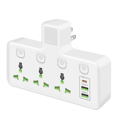 AceSoft 2 Prong Power Strip,Rapid Charging Travel Intelligent Desktop 2 Prong Plug with 3 Outlets Type C USB A Adapter Compatible with Non-Grounded Outlets