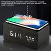 XHTLLO Digital Alarm Clock with CordleCharging, Automatic Temperature Detection, Three Alarm Settings, LED Electronic Clock, Perpetual Calendar, 12/24 Hours for Home, Office(Black) view 3