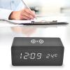 XHTLLO Digital Alarm Clock with CordleCharging, Automatic Temperature Detection, Three Alarm Settings, LED Electronic Clock, Perpetual Calendar, 12/24 Hours for Home, Office(Black) view 4