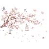 Cherry Blossom Flowers Wall Decals Decor Vinyl Stickers, Magnolia Floral Tree Branch Birds Wall Art Murals, Flower Pattern Wall Stickers for Girls Bedroom Living Room Nursery Decor view 1