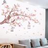 Cherry Blossom Flowers Wall Decals Decor Vinyl Stickers, Magnolia Floral Tree Branch Birds Wall Art Murals, Flower Pattern Wall Stickers for Girls Bedroom Living Room Nursery Decor view 3