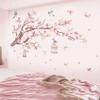 Cherry Blossom Flowers Wall Decals Decor Vinyl Stickers, Magnolia Floral Tree Branch Birds Wall Art Murals, Flower Pattern Wall Stickers for Girls Bedroom Living Room Nursery Decor view 4