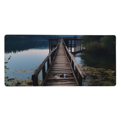 Large Gaming Mousepad with Non-Slip Rubber Base Extended Laptop Desk Pad 35.5x16 inch Long Computer Keyboard MouseMat Wooden Trestle by The Water Mousepad for Home Office Work