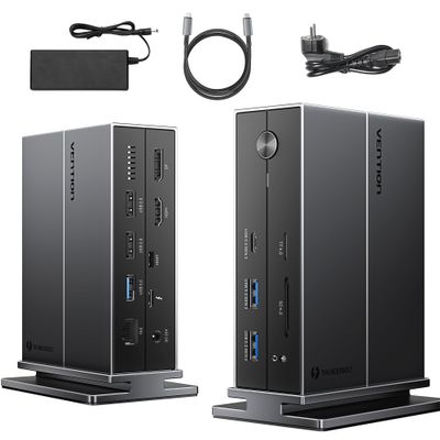 VENTION 8K 14-in-1 Thunderbolt 4 Docking Station Triple Monitors with 135W Power Adapter 40Gbps USB-C Docking Station for MacBook Pro/Air, Thunderbolt 4/3 Windows PC (8K HDMI DP, 3xUSB 3.2, Ethernet)