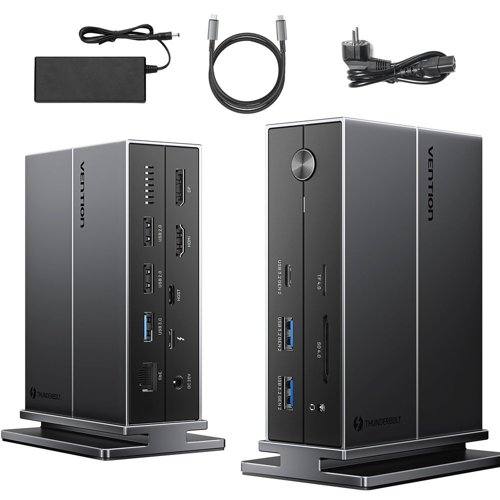 VENTION 8K 14-in-1 Thunderbolt 4 Docking Station Triple Monitors with 135W Power Adapter 40Gbps USB-C Docking Station for MacBook Pro/Air, Thunderbolt 4/3 Windows PC (8K HDMI DP, 3xUSB 3.2, Ethernet)
