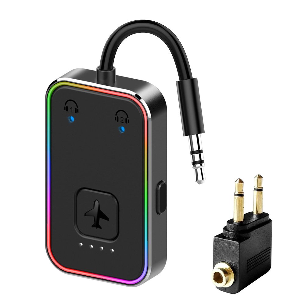 2026 Beeitzie Ultra Airplane Bluetooth 5.4 Transmitter for All Headphones, aptX LL, Supports 2 Headphones/AirPods, Wireless Audio Adapter for in-Flight, TV, Gym, TabletsMetal Frame