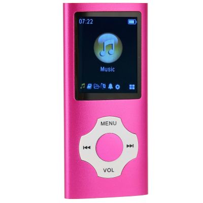 MP3 Player, Aluminum Alloy Lithium Battery 200mAh 64G Portable Voice Recording FM Radio Electric Book Photo Viewing Music Player, with Earphone, for Entertainment Study (Roseate)