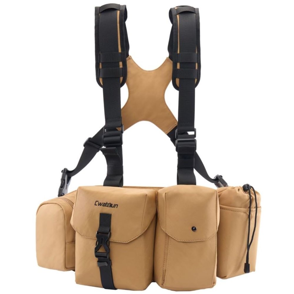 DirectNine Basics Wbag-S Multi-functional Camera Bag Large Capacity Outdoor Portable Brown Camera Waist Bag Camera Belt Pouch Professional Camera Waist Pack Vest Style Waterproof and Lightweight