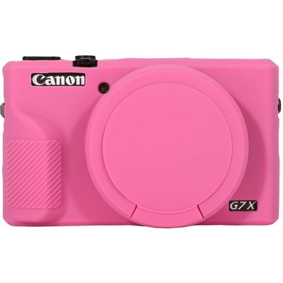 AEXUTDA Case for Canon Powershot G7X Mark III Digital Camera, G7X Mark iii Camera Silicone Case, Anti-Scratch Slim Fit Soft Skin, G7X Mark 3 Accessories with Detachable Lens Cover- Azalea Red