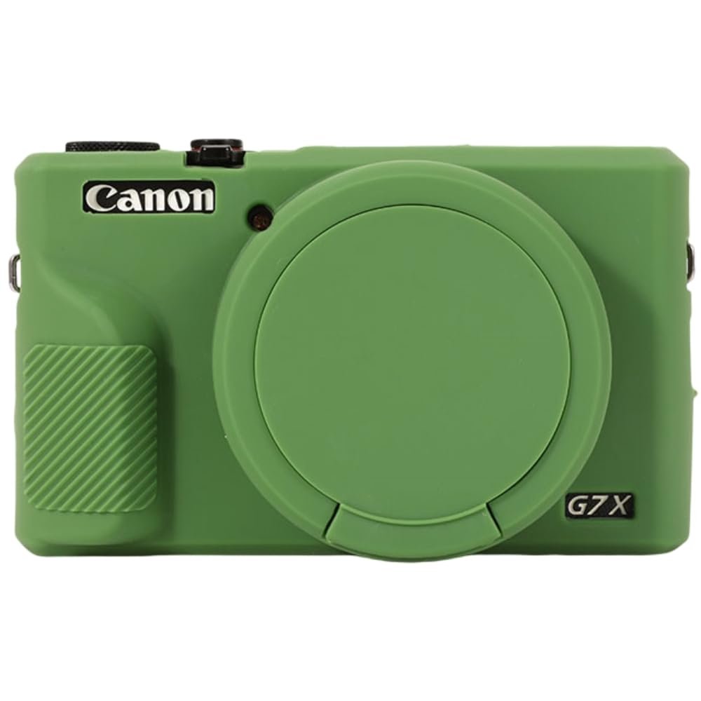 AEXUTDA Case for Canon Powershot G7X Mark III Digital Camera, G7X Mark iii Camera Silicone Case, Anti-Scratch Slim Fit Soft Skin, G7X Mark 3 Accessories with Detachable Lens Cover - Green