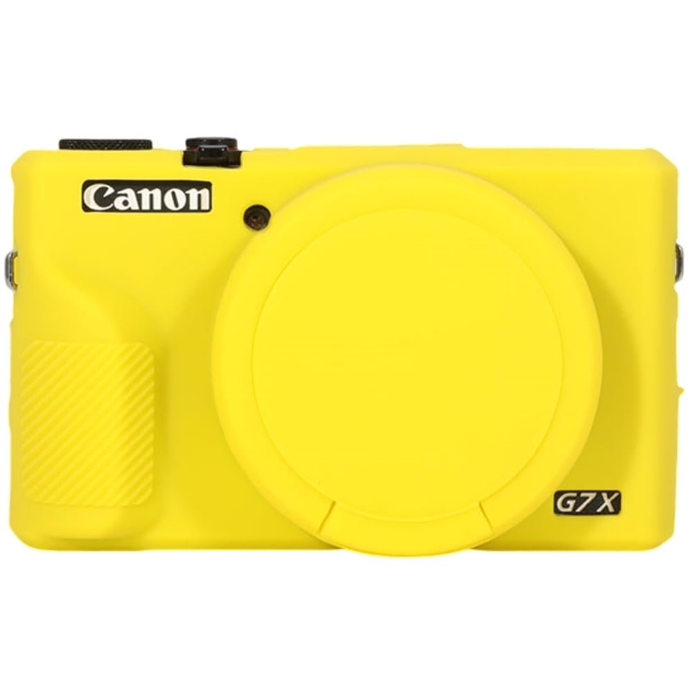 AEXUTDA Case for Canon Powershot G7X Mark III Digital Camera, G7X Mark iii Camera Silicone Case, Anti-Scratch Slim Fit Soft Skin, G7X Mark 3 Accessories with Detachable Lens Cover - Yellow