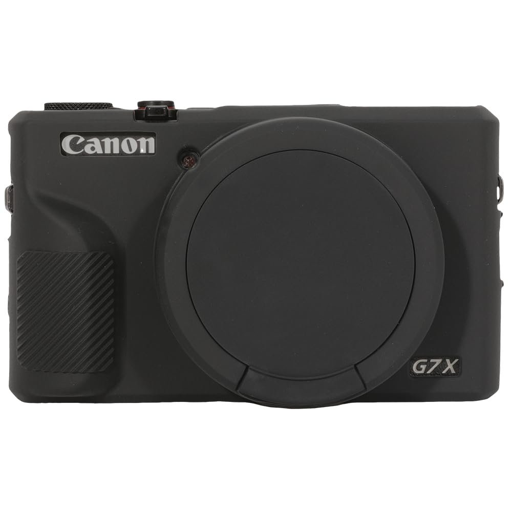 AEXUTDA Case for Canon Powershot G7X Mark III Digital Camera, G7X Mark iii Camera Silicone Case, Anti-Scratch Slim Fit Soft Skin, G7X Mark 3 Accessories with Detachable Lens Cover - Black