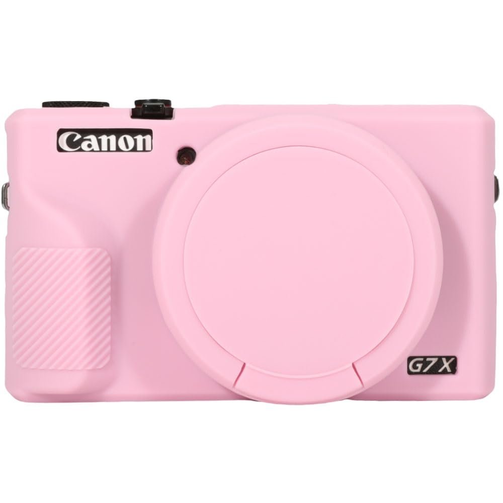 AEXUTDA Case for Canon Powershot G7X Mark III Digital Camera, G7X Mark iii Camera Silicone Case, Anti-Scratch Slim Fit Soft Skin, G7X Mark 3 Accessories with Detachable Lens Cover - Pink