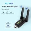 USB Adapter for Desktop PC, AC1300Mbps Band 2.4G/5G MU-MIMO Dongle with 5Dbi High Gain Antenna, for 11/10/Win8/Win7 view 2