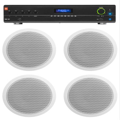 Audiosavings Bundle: (1) JBL VMA160 60-Watt 70 Volt 70V Mixer/Amplifier with Bluetooth 5 Channel Inputs Bundle with (2) Rockville CCL6T White 70V 6" Commercial Ceiling Speakers (3 Items)