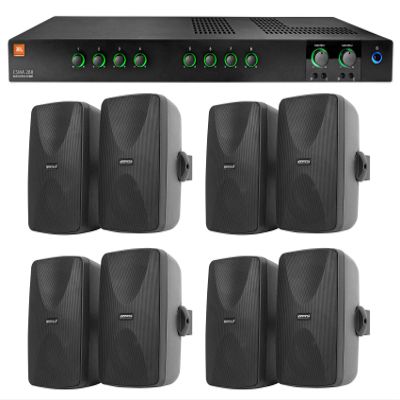 Audiosavings Bundle: (1) JBL CSMA280 Commercial/Restaurant 2 x 80w Amplifier Bundle with (8) Rockville WET-7020B 5.25" 70V Commercial Indoor/Outdoor Wall Speakers (9 Items)