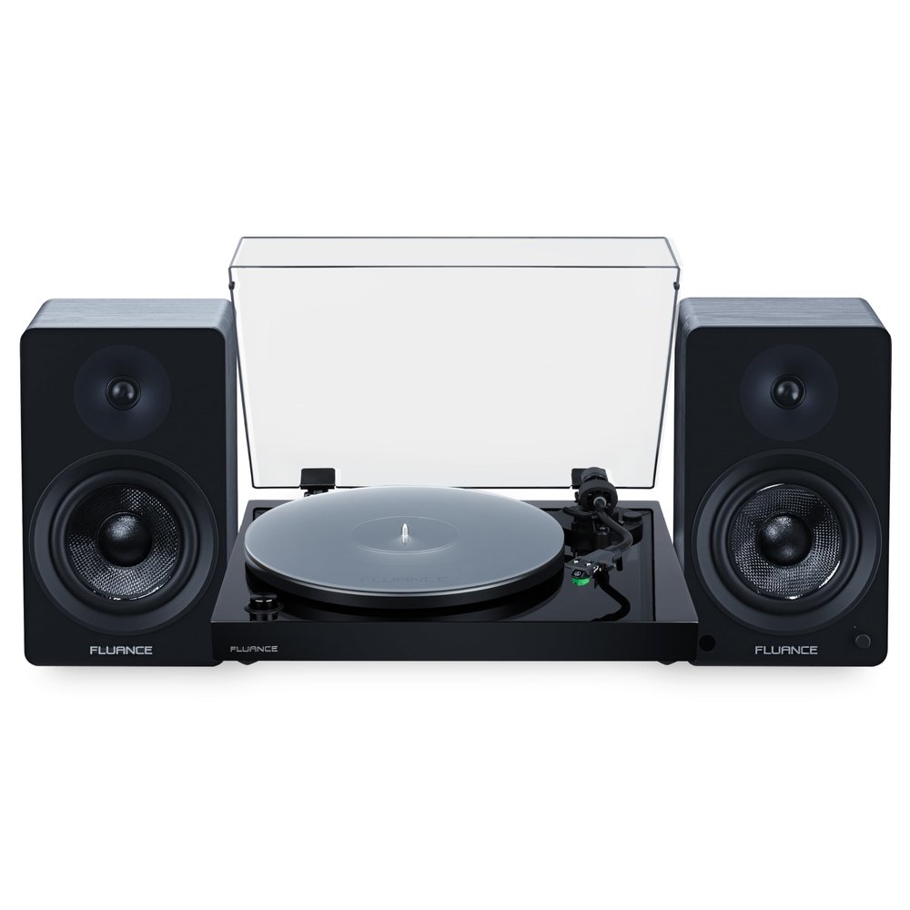 Fluance RT81+ Elite Vinyl Turntable (Piano Black) and Ai61 6.5" Stereo Bookshelf Speakers (Black Ash) Bundle: High Fidelity Sound, Detailed Audio Reproduction, Seamless Integration
