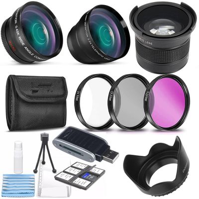 49mm Lens & Filter Kit Wide Angle + 2X telephoto Lens + 0.35X Fisheye Lens & Filter Kit for for Sony E 50mm f/1.8 OSS Lens