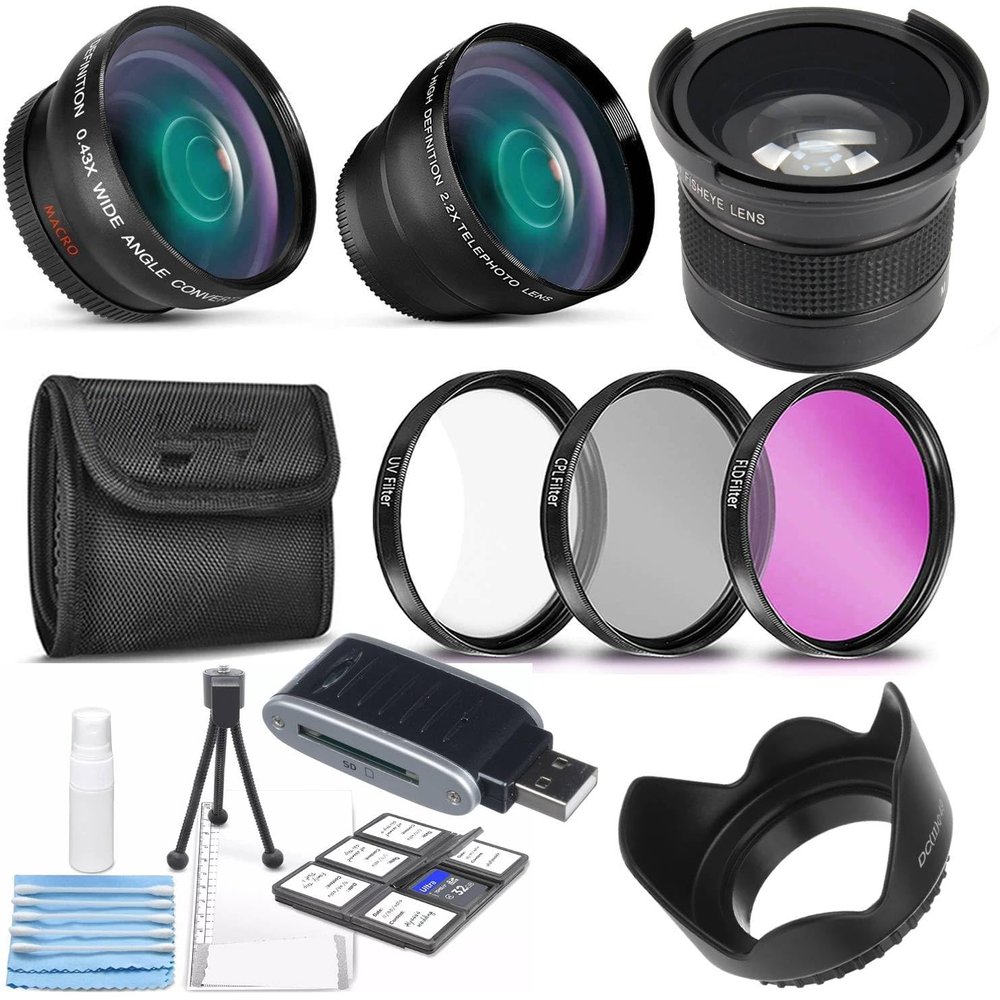49mm Lens & Filter Kit Wide Angle + 2X telephoto Lens + 0.35X Fisheye Lens & Filter Kit for for Sony E 50mm f/1.8 OSS Lens