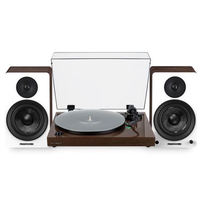Fluance RT81+ Elite Vinyl Turntable (Walnut) and Ai61 6.5" Stereo Bookshelf Speakers (White Walnut) Bundle: High Fidelity Sound, Detailed Audio Reproduction, Seamless Integration
